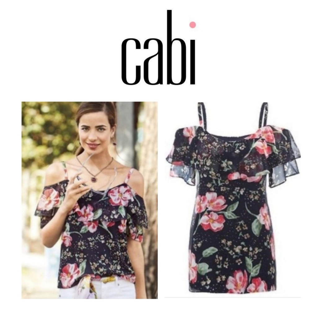 Cabi - Floral Cold Shoulder Top  Sz: M - Sty# 5220